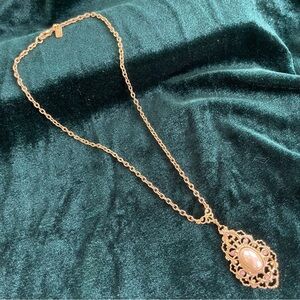 Vintage 1928 Gold Filigree Pendant Necklace